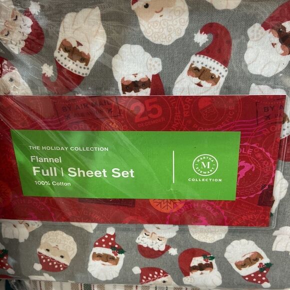 Martha Stewart Collection Printed Cotton Flannel 4-Pc. F Dear Santa, Full - Picture 2 of 5